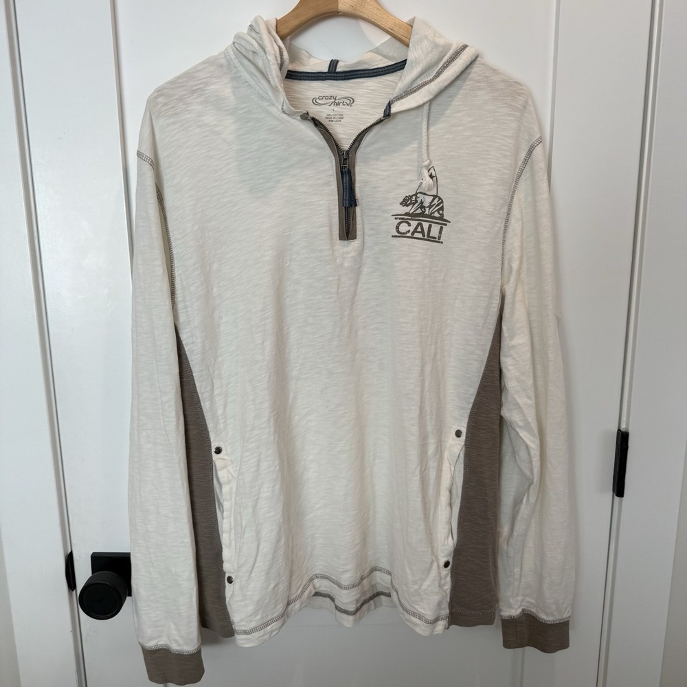 Crazy Shirts California Bear Surf Hoodie L 100% Cotton 90s Y2K 1/4 Zip
